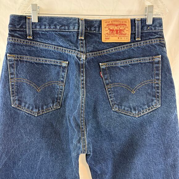Levi's 505 Regular Fit Straight Leg Vintage y2K Denim Jeans USA 36 x 30 - Picture 6 of 6